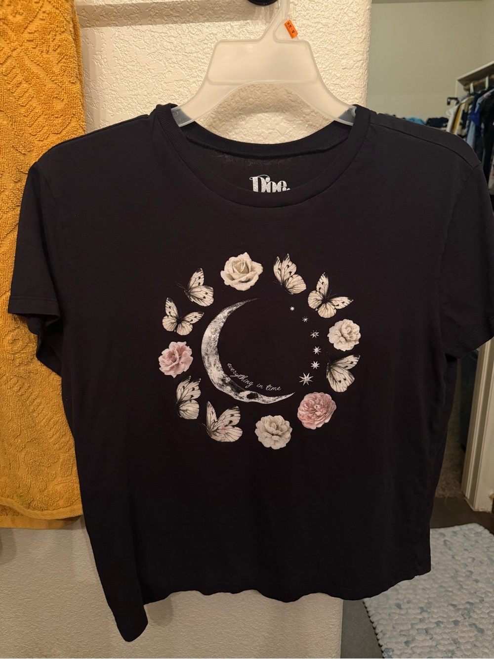 LG Black Short-Sleeve Moon & Floral Graphic Tee